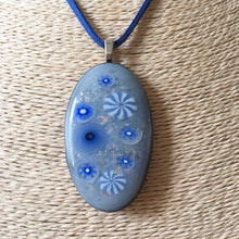 Load image into Gallery viewer, Classic Blue Fused Glass Pendant Necklace