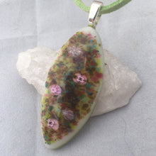 Load image into Gallery viewer, Floral Fused Glass Pendant Necklace