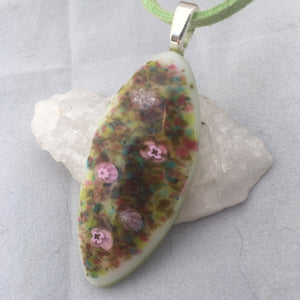 Floral Fused Glass Pendant Necklace