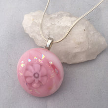 Load image into Gallery viewer, Pink Fused Glass Pendant Necklace