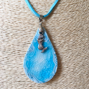 Turquoise Mermaid Porcelain Pendant Necklace